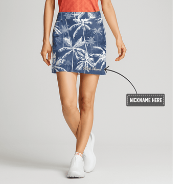 Personalized Blue Tropical Palm Tree Print Women's Golf Skort G5336 main image - S