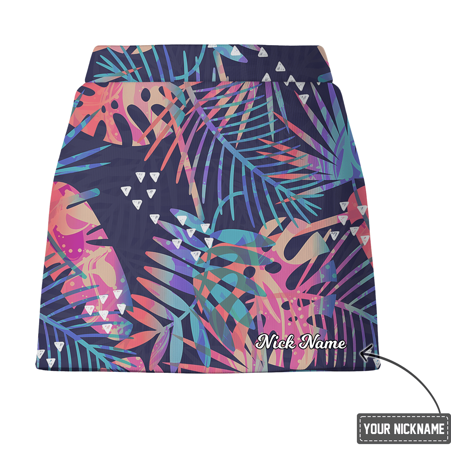 Personalized Women's Navy Multi-Color Tropical Palm Golf Skort F3872 additional image 2
