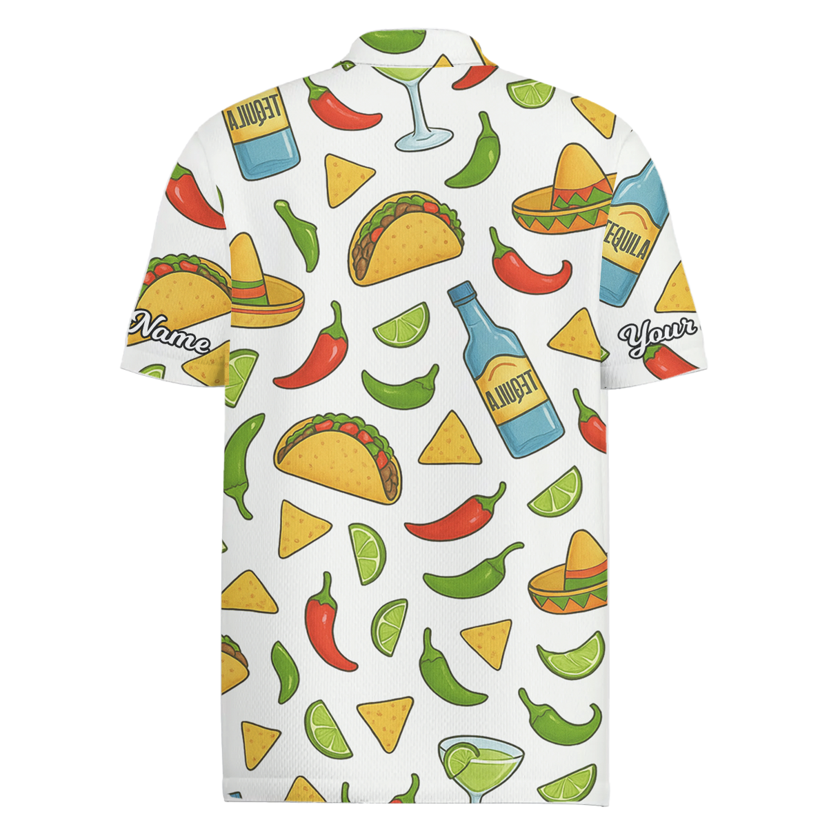 Personalized Golf Polo Shirt for Men Funny Mexican Fiesta Taco Tequila Print White U1397 additional image 1
