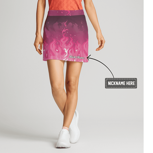 Personalized Women's Vibrant Pink Purple Flame Design Golf Skort I6187 main image - S