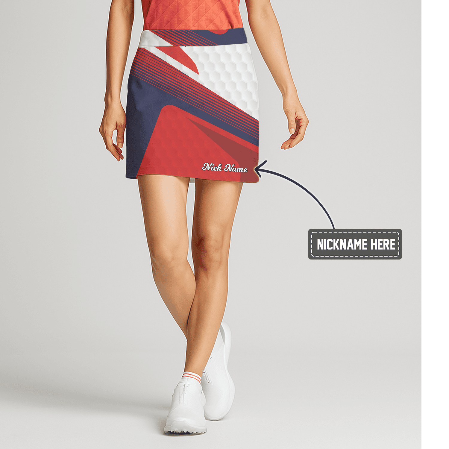 Personalized Women's Red White Blue Geometric Athletic Golf Skort N9535 main image - S