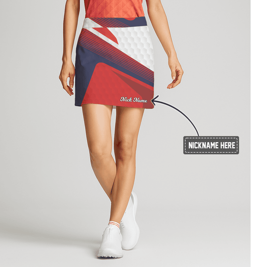 Personalized Women's Red White Blue Geometric Athletic Golf Skort N9535 main image - S