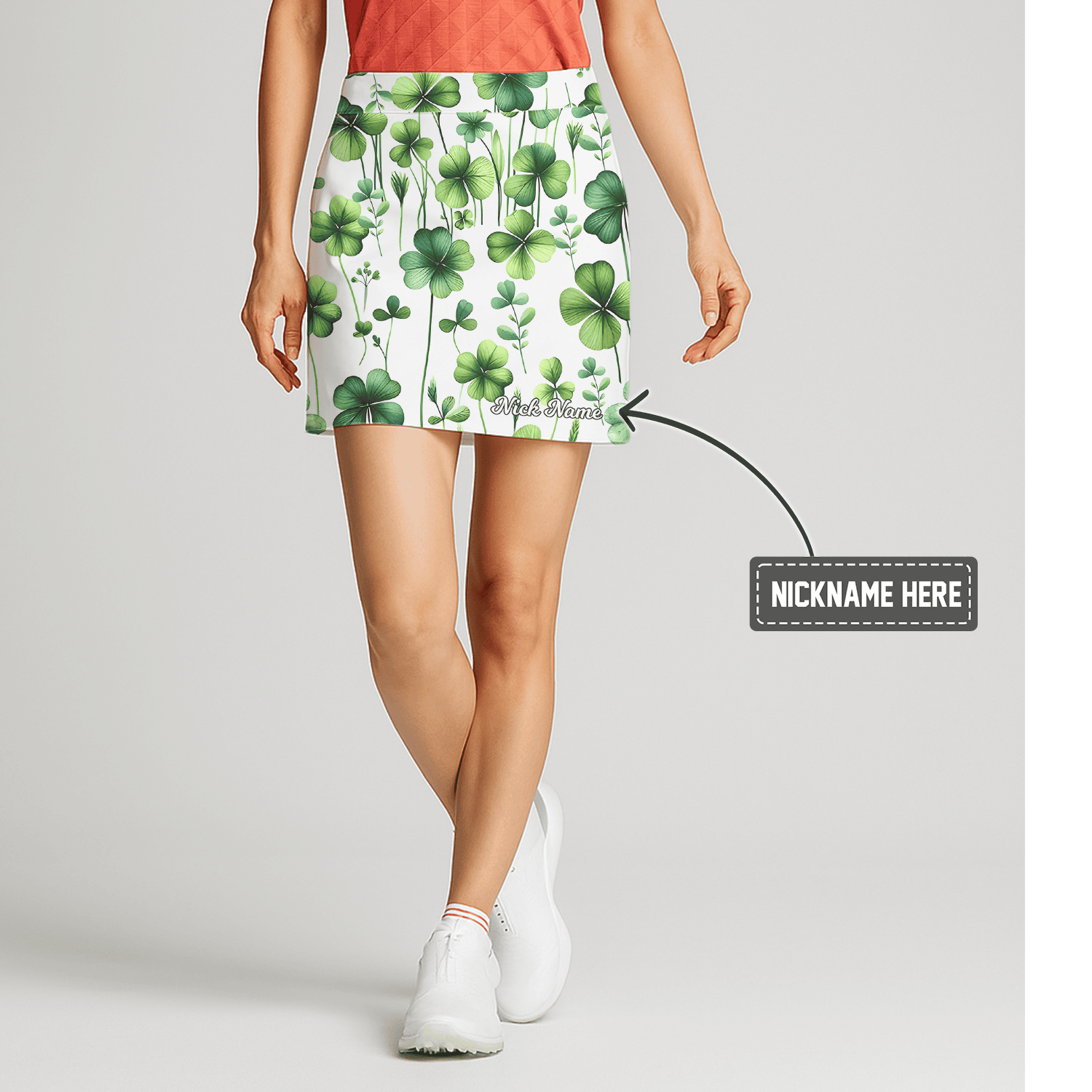 Personalized Women's Lucky Clover Print Golf Skort I7608 main image - S