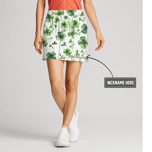 Personalized Women's Lucky Clover Print Golf Skort I7608 main image - S