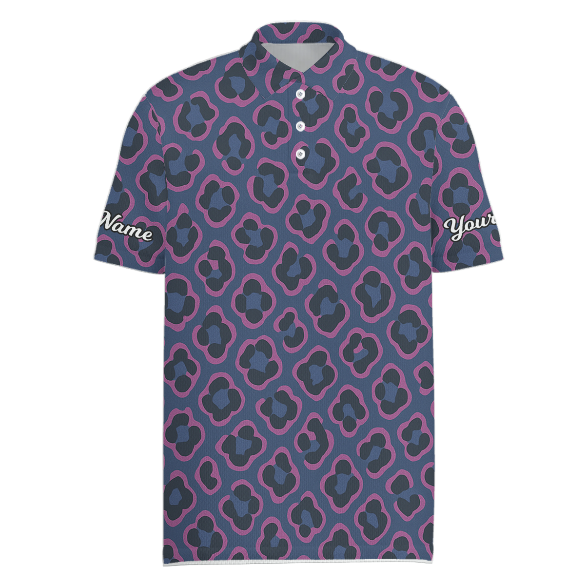 Personalized Custom Men's Golf Polo Abstract Leopard Print Blue Pink Black L3041 main image - Men Polo S
