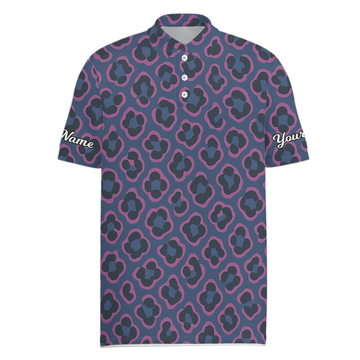 Personalized Custom Men's Golf Polo Abstract Leopard Print Blue Pink Black L3041 main image - Men Polo S