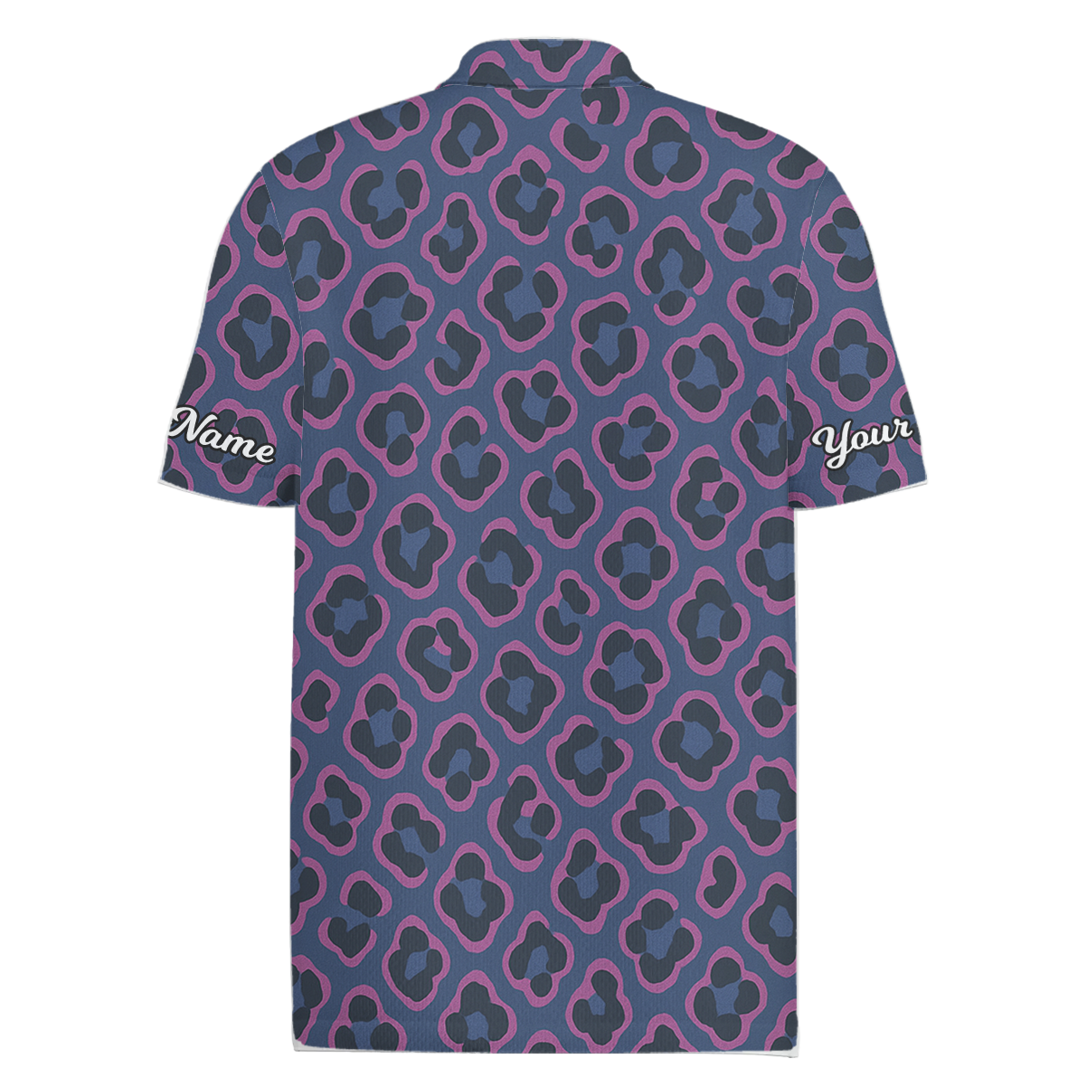 Personalized Custom Men's Golf Polo Abstract Leopard Print Blue Pink Black L3041 additional image 1