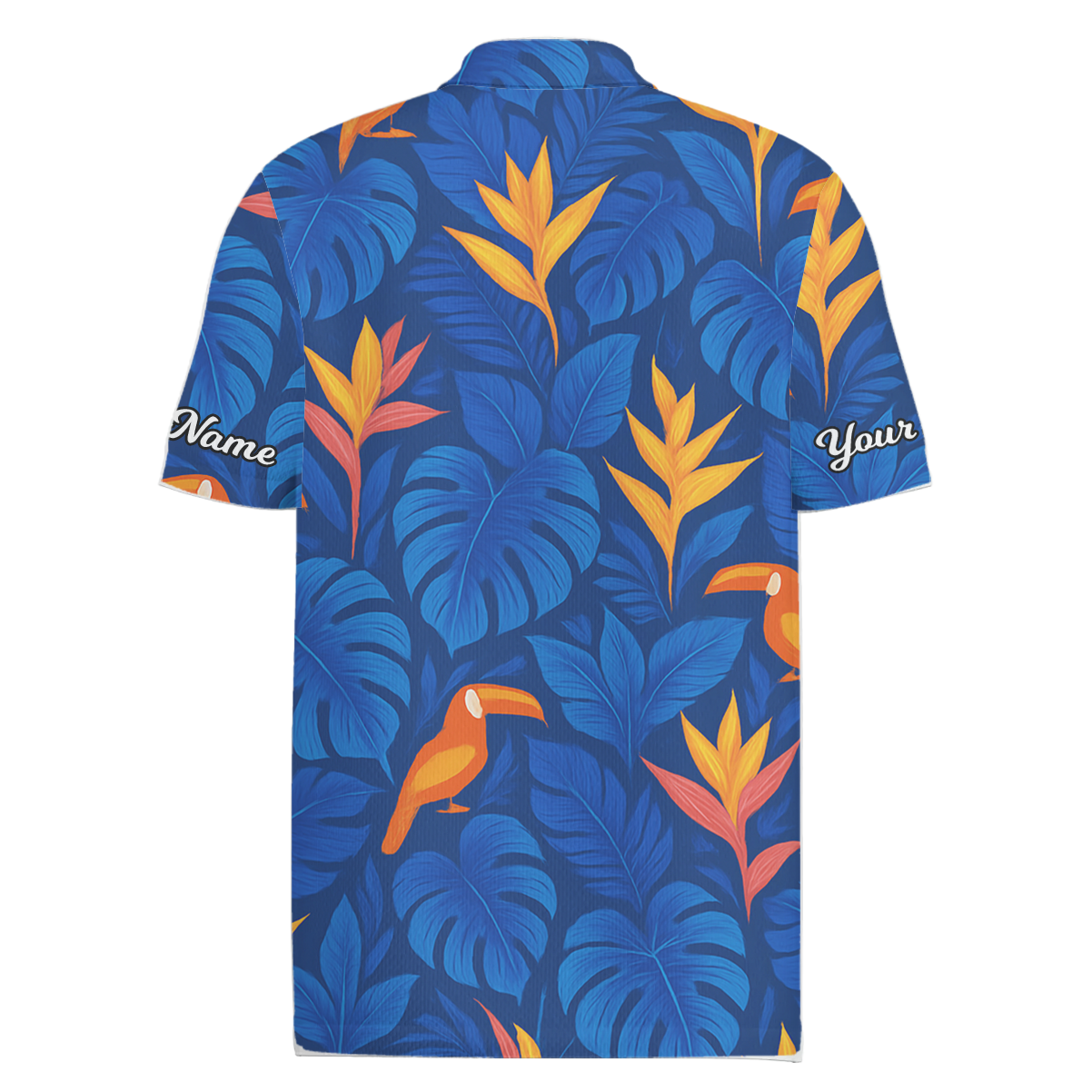 Personalized Blue Hawaiian Tropical Toucan Bird of Paradise Golf Polo Shirt Men S4883 additional image 1