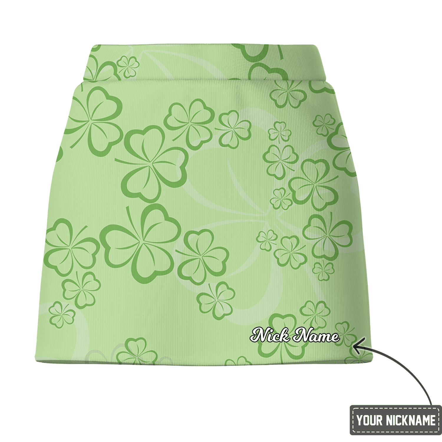 Personalized Women's Lime Green Four-Leaf Clover Print Golf Skort G2156 additional image 2