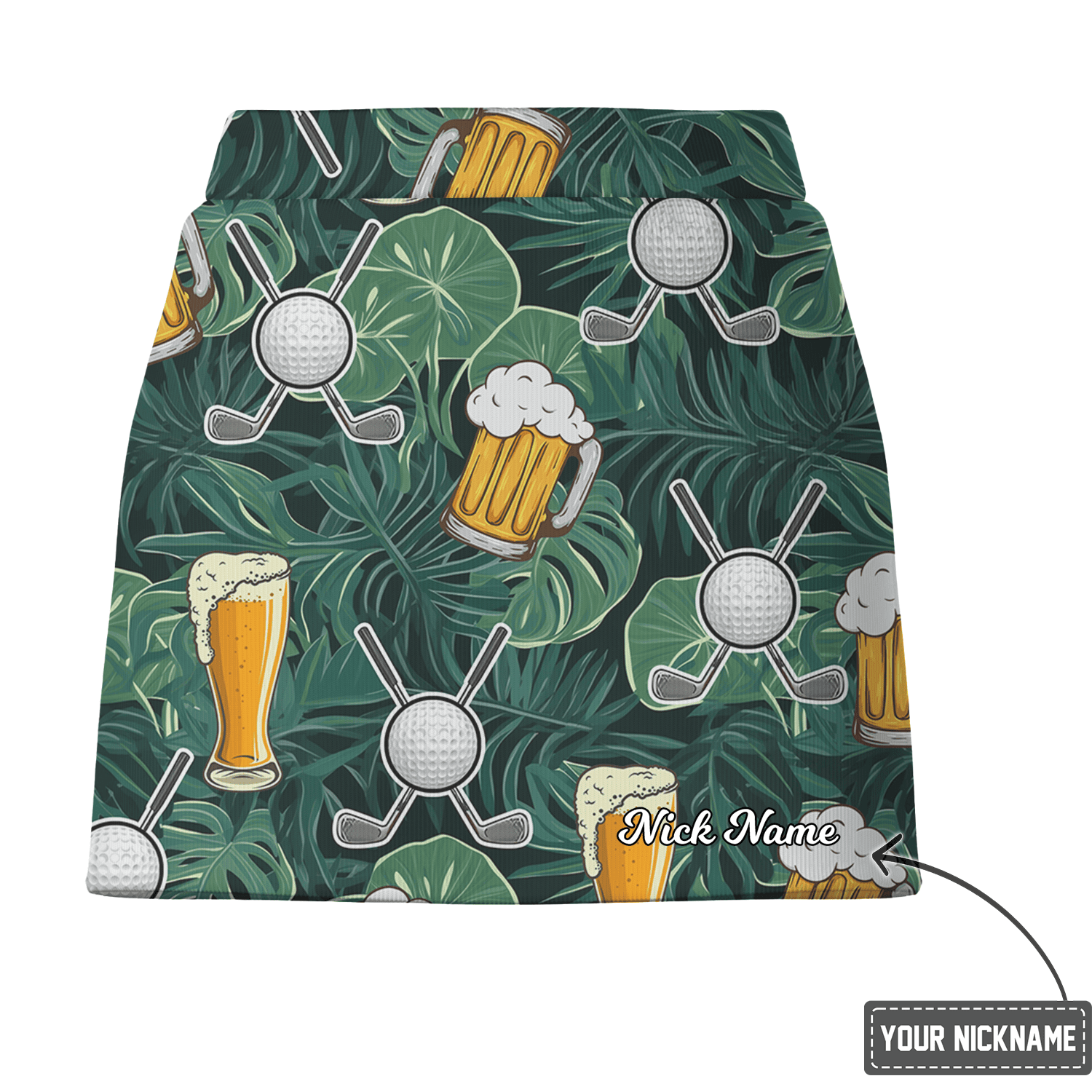 Personalized Women's Green Tropical Beer Mug Golf Ball Print Golf Skort F0955 additional image 2