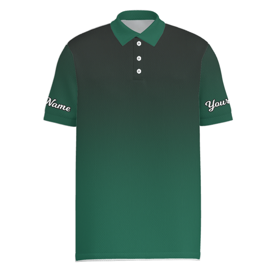 Personalized Ombre Golf Polo Shirt for Men Black Green L4794 main image - Men Polo S