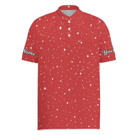 Personalized Red Splatter Golf Polo for Men Custom Name Z6671 main image - Men Polo S