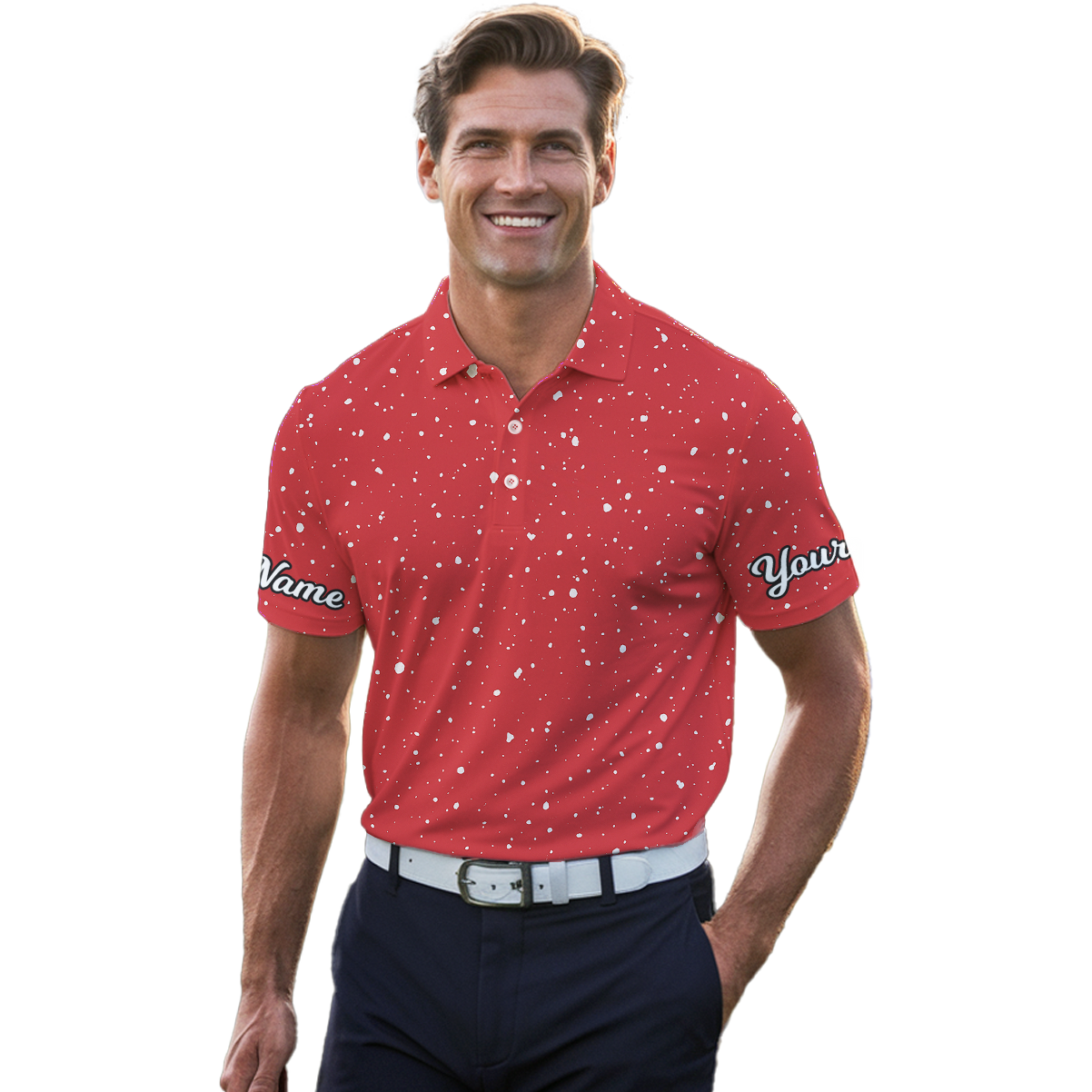 Personalized Red Splatter Golf Polo for Men Custom Name Z6671 additional image 4