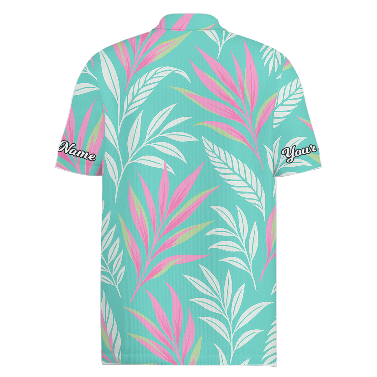 Personalized Golf Polo Shirt Men Tropical Leaf Teal Pink White T6980 additional image 1
