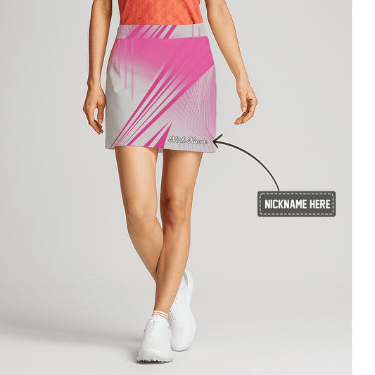 Personalized Pink & White Dynamic Abstract Athletic Women's Golf Skort I1164 main image - S