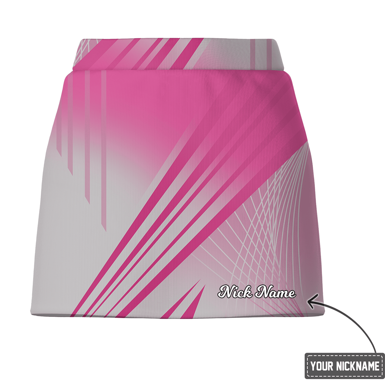 Personalized Pink & White Dynamic Abstract Athletic Women's Golf Skort I1164 additional image 2