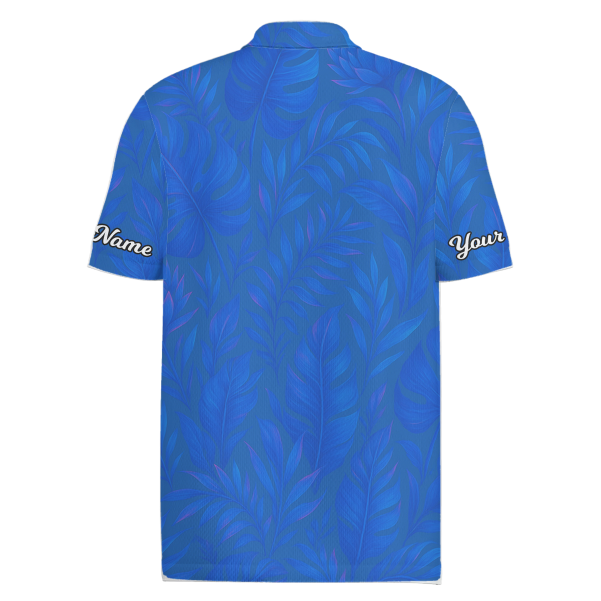 Personalized Blue Tropical Leaves Golf Polo Shirt for Men P7522 additional image 1