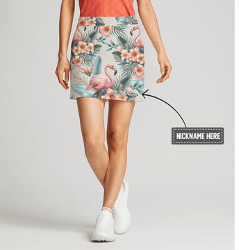 Personalized Women's Tropical Flamingo Floral Print Golf Skort Z8152 main image - S