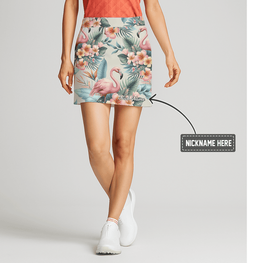 Personalized Women's Tropical Flamingo Floral Print Golf Skort Z8152 main image - S