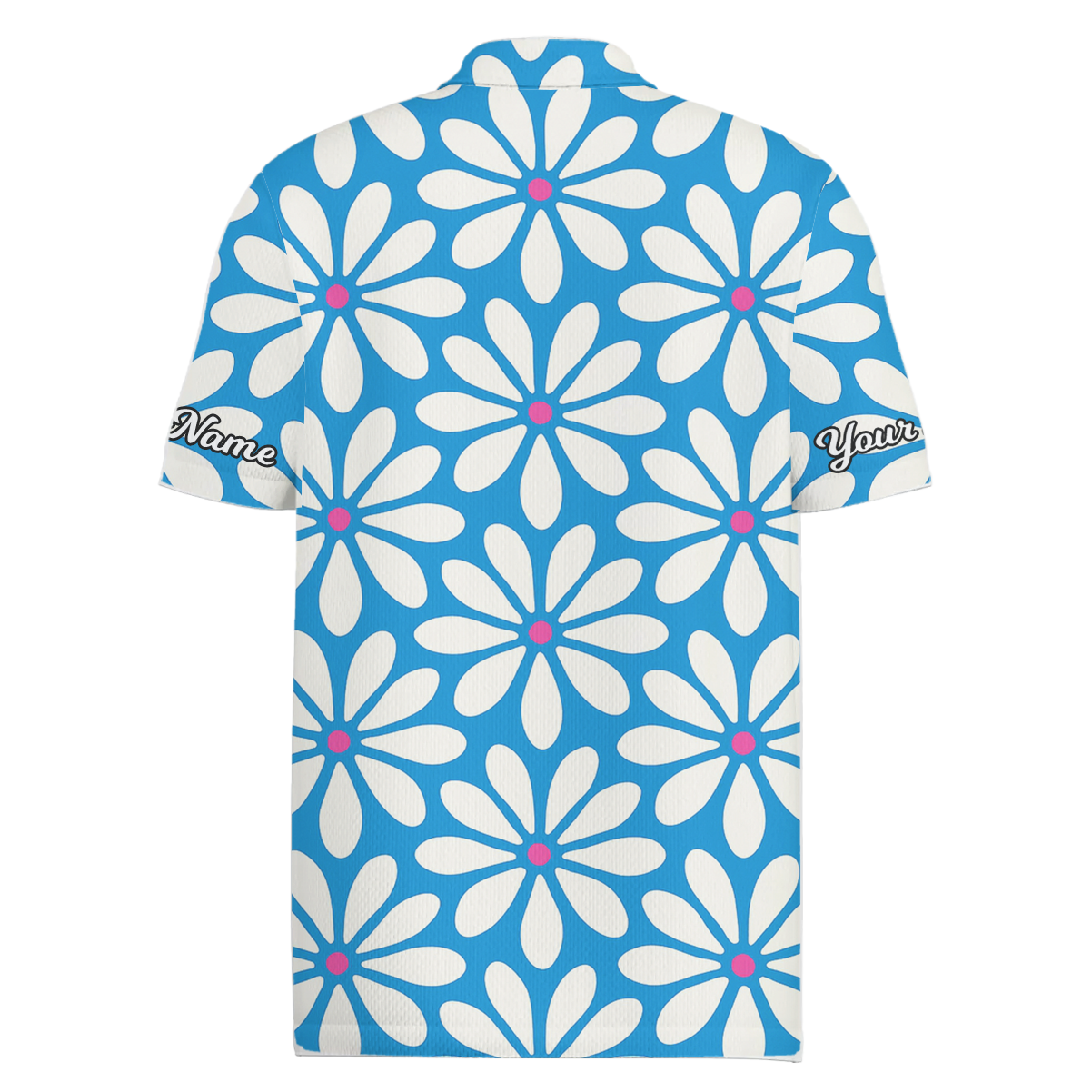 Personalized Daisy Floral Golf Polo Shirt for Men Blue White Pink Y7594 additional image 1