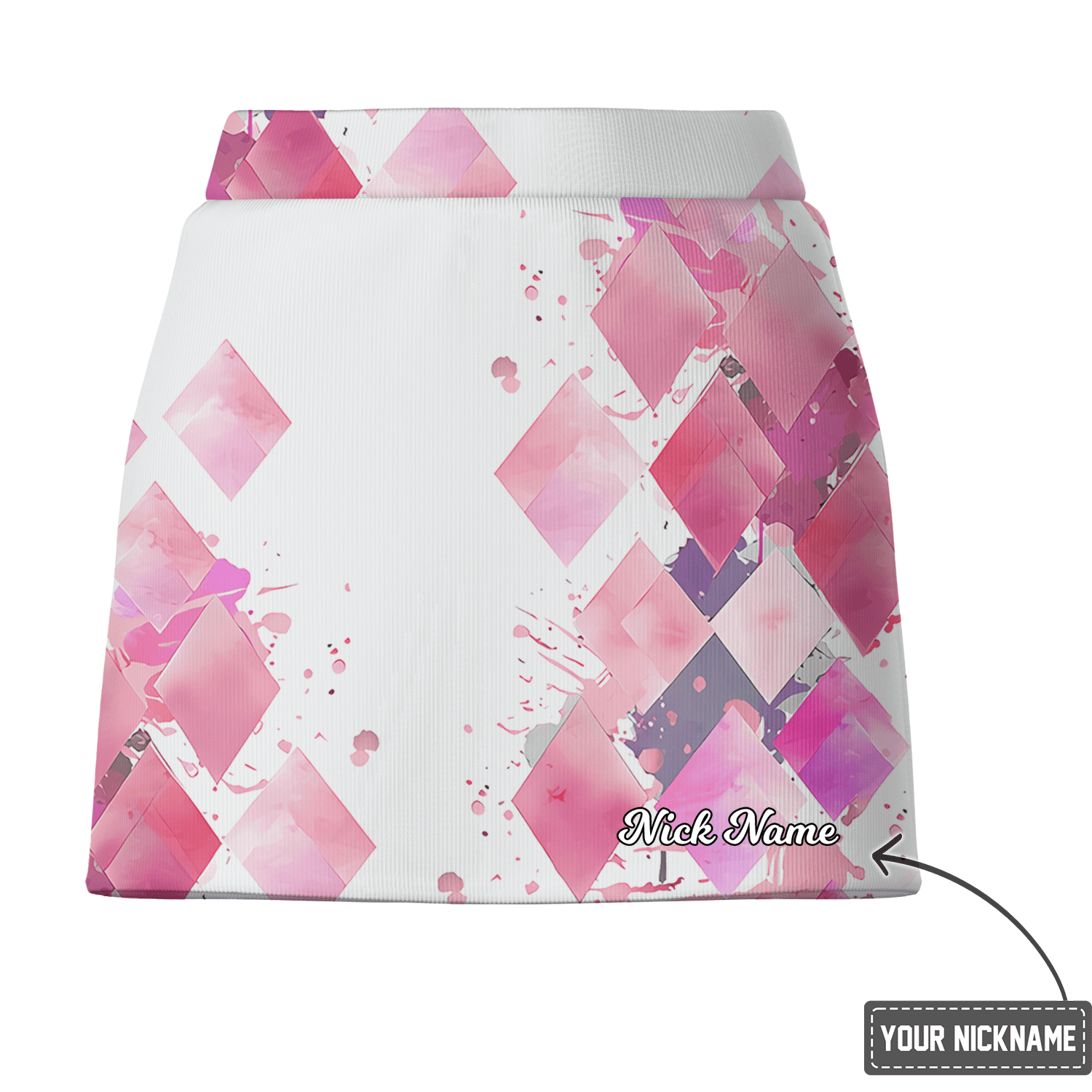 Personalized Women's White Pink Purple Watercolor Diamond Golf Skort Q4108 additional image 2