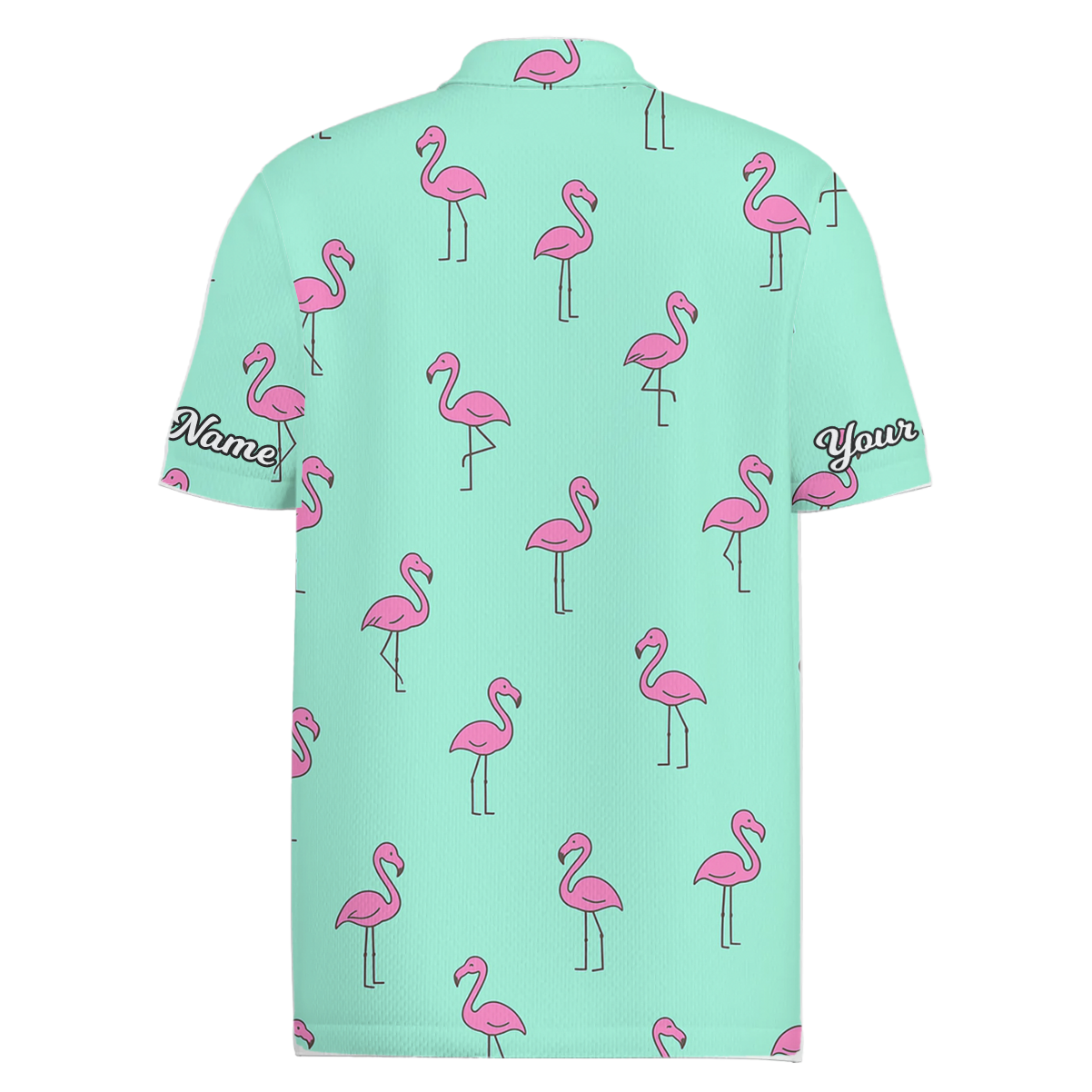 Personalized Pink Flamingo Golf Polo Shirt Teal for Men M9190 additional image 1