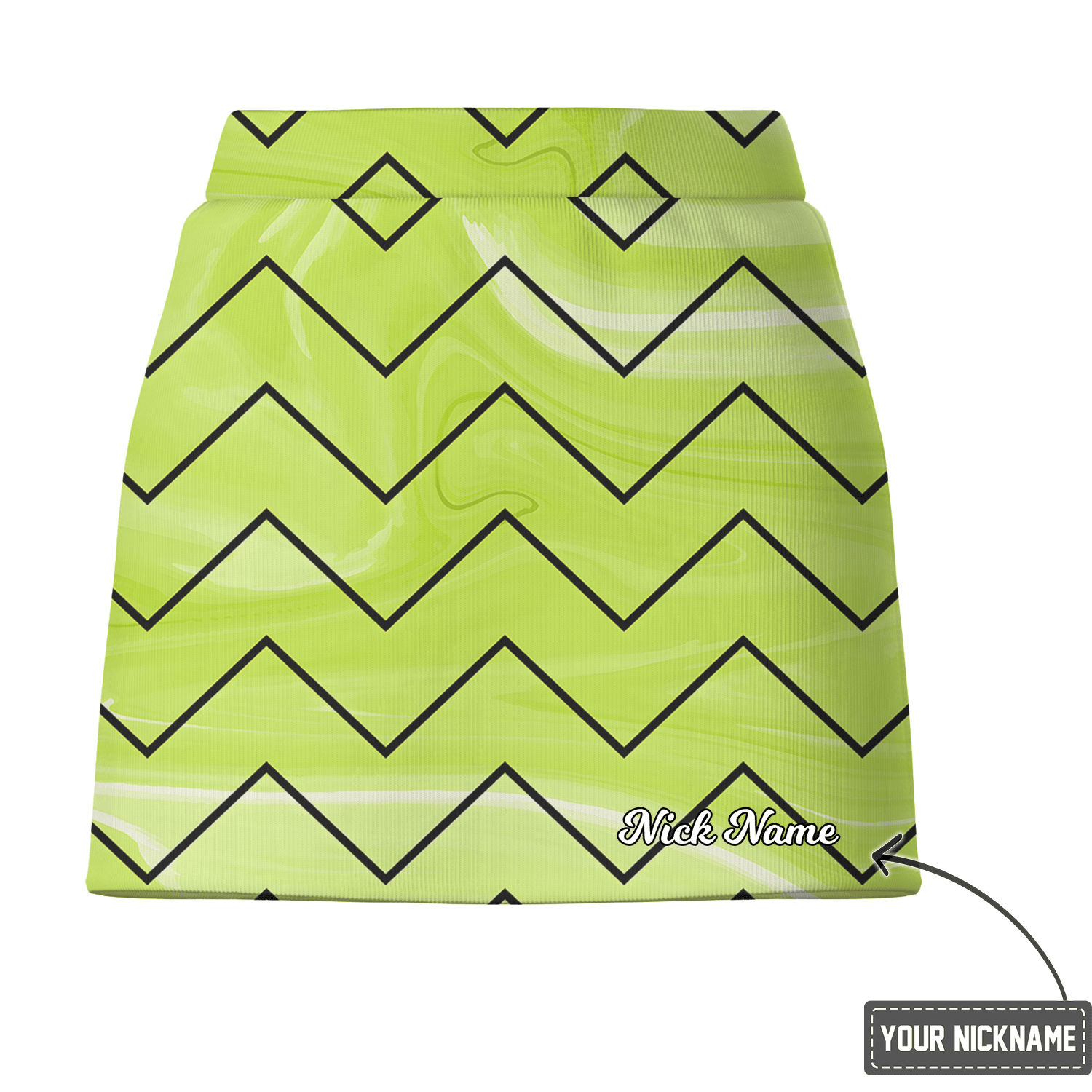 Personalized Women's Neon Green Abstract Zigzag Golf Skort M9993 additional image 2
