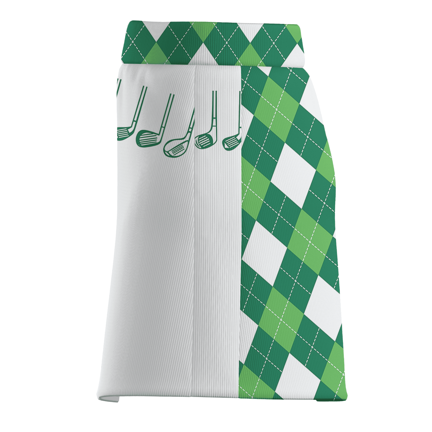 Personalized Green & White Argyle Golf Club Print Women's Golf Skort B8087 additional image 3