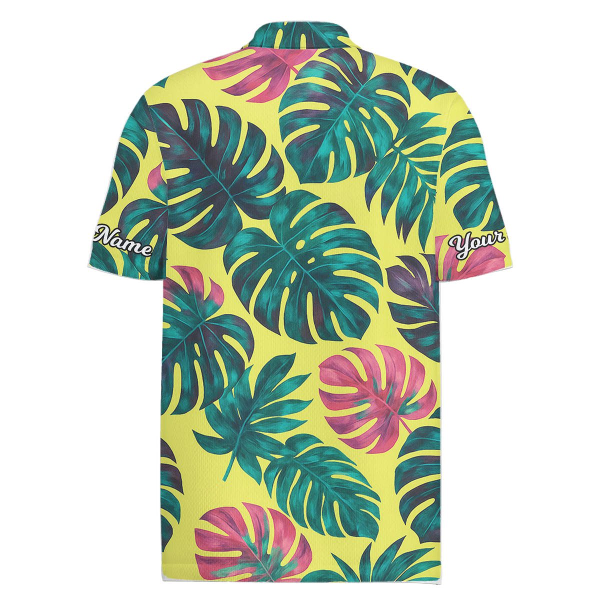 Personalized Yellow Tropical Monstera Leaf Golf Polo Shirt for Men Z3094 additional image 1