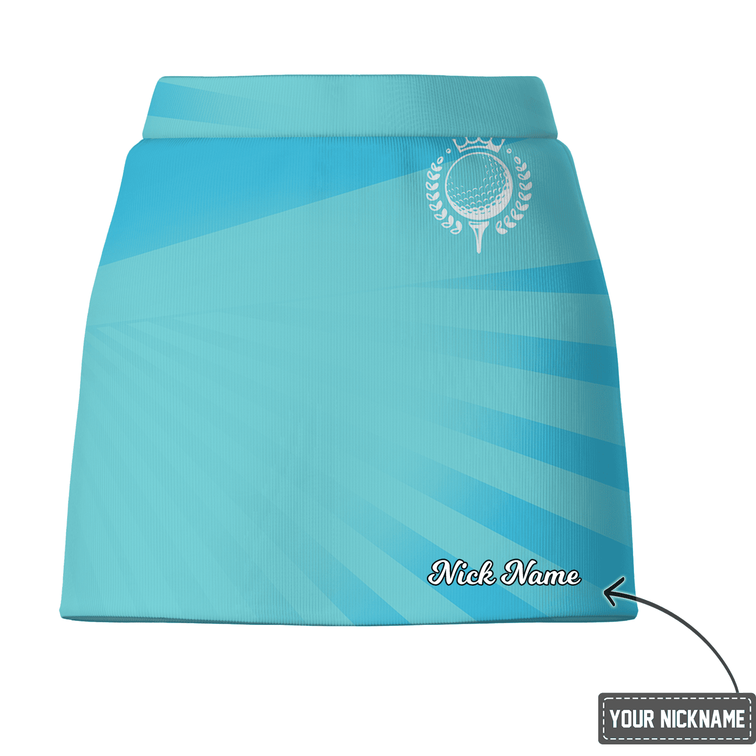 Personalized Aqua Blue Sunburst Women's Golf Skort with Custom Name X9637 additional image 2