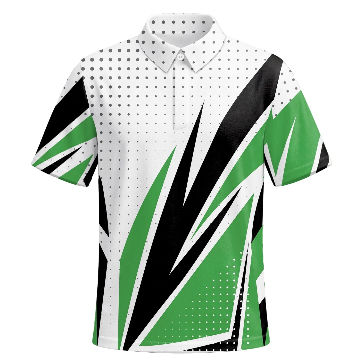 Personalised White Green Black Abstract Stripe Golf Polo Shirt For Men C9494 | Premium Short Sleeve | 6.webp