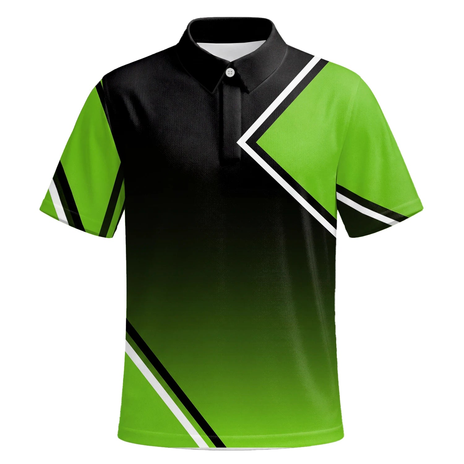 Personalised Black Green Geometric Stripe Golf Polo Shirt For Men V2638 | Premium Short Sleeve | 6.webp