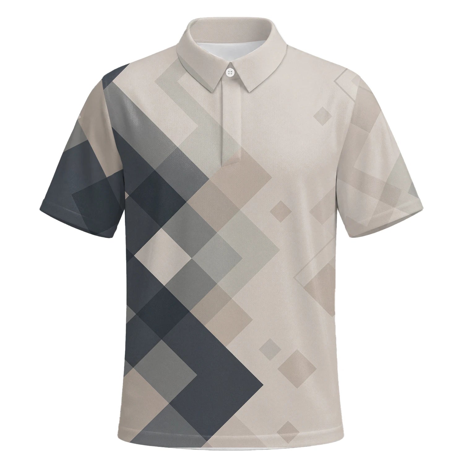 Personalised Beige Grey Argyle Golf Polo Shirt For Men Z6499 | Premium Short Sleeve | 6.webp