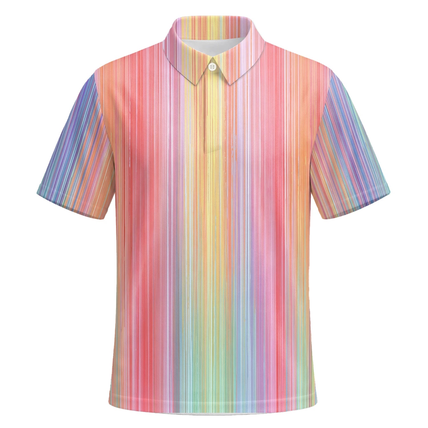 Personalised Pastel Rainbow Stripe Golf Polo Shirt For Men C5307 | Premium Short Sleeve | 6.webp