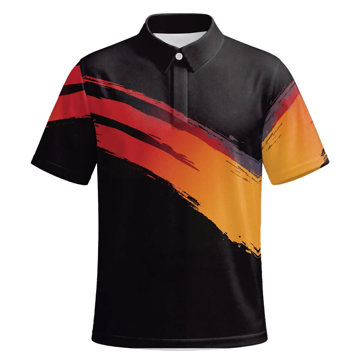 Personalised Black Red Orange Brush Stroke Golf Polo Shirt For Men M6093 | Premium Short Sleeve | 6.webp