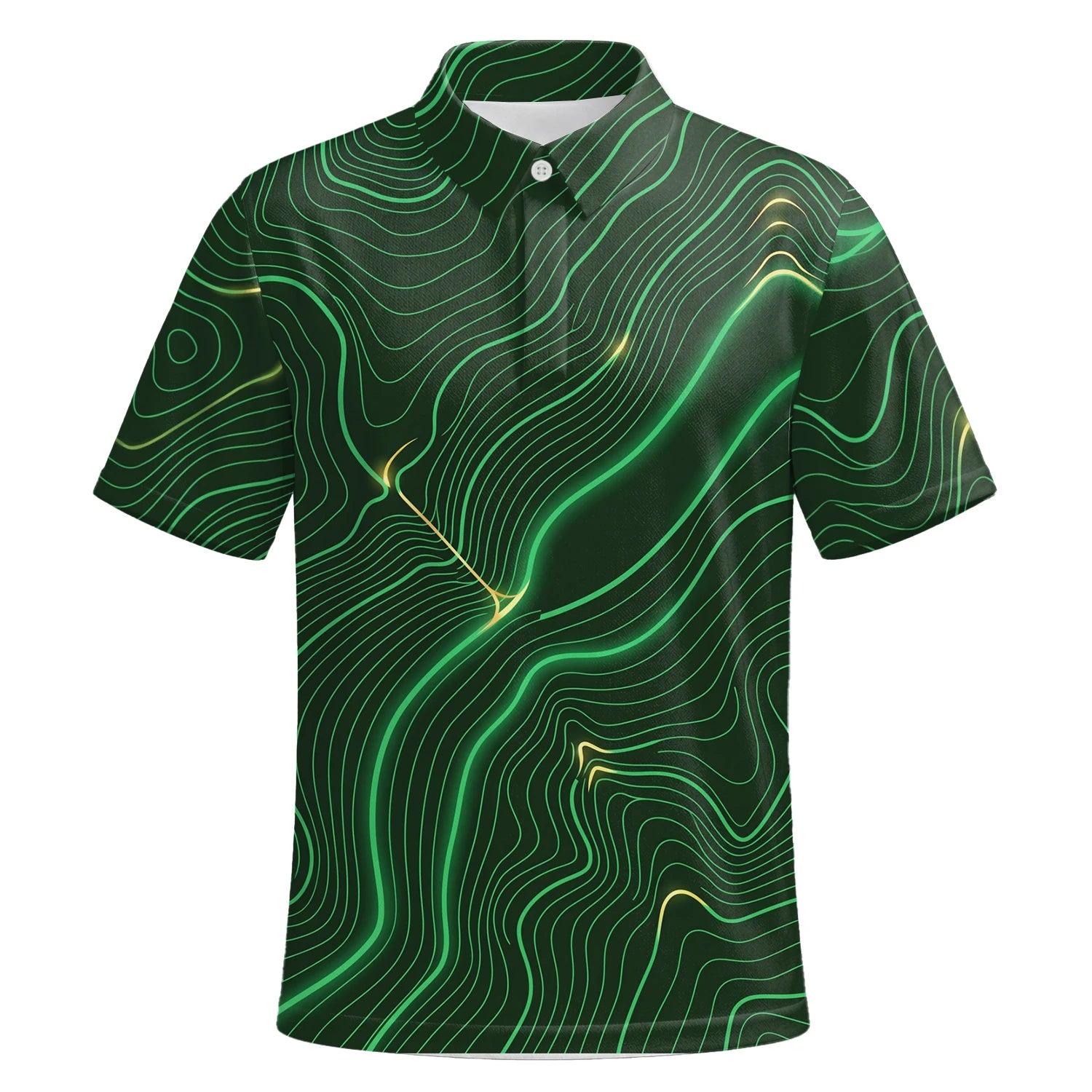 Personalised Green Black Topographic Line Golf Polo Shirt For Men E4992 | Premium Short Sleeve | 6.webp
