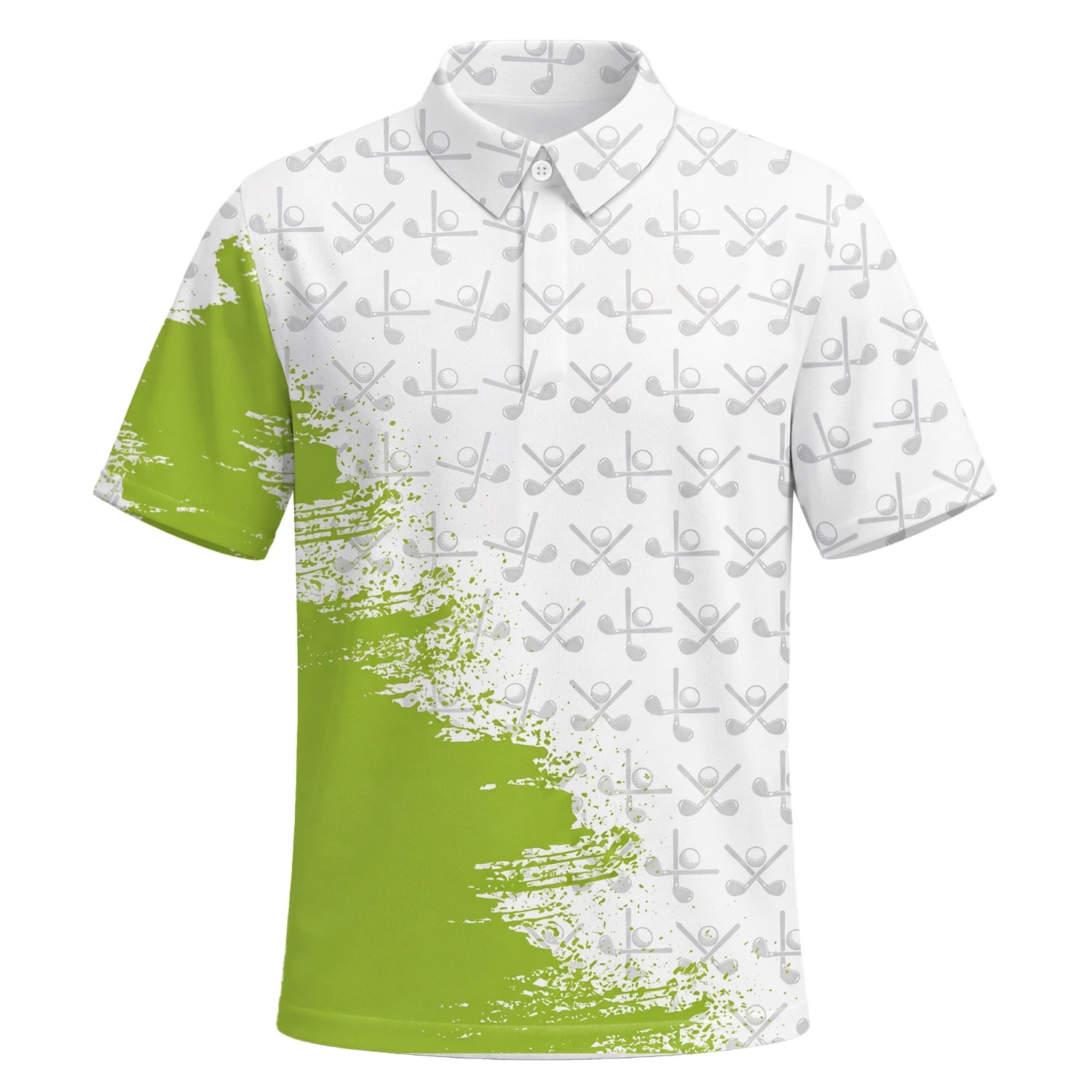 Personalised White Lime Golf Club Pattern Paint Splash Golf Polo Shirt For Men H4508 | Premium Short Sleeve | 6.webp