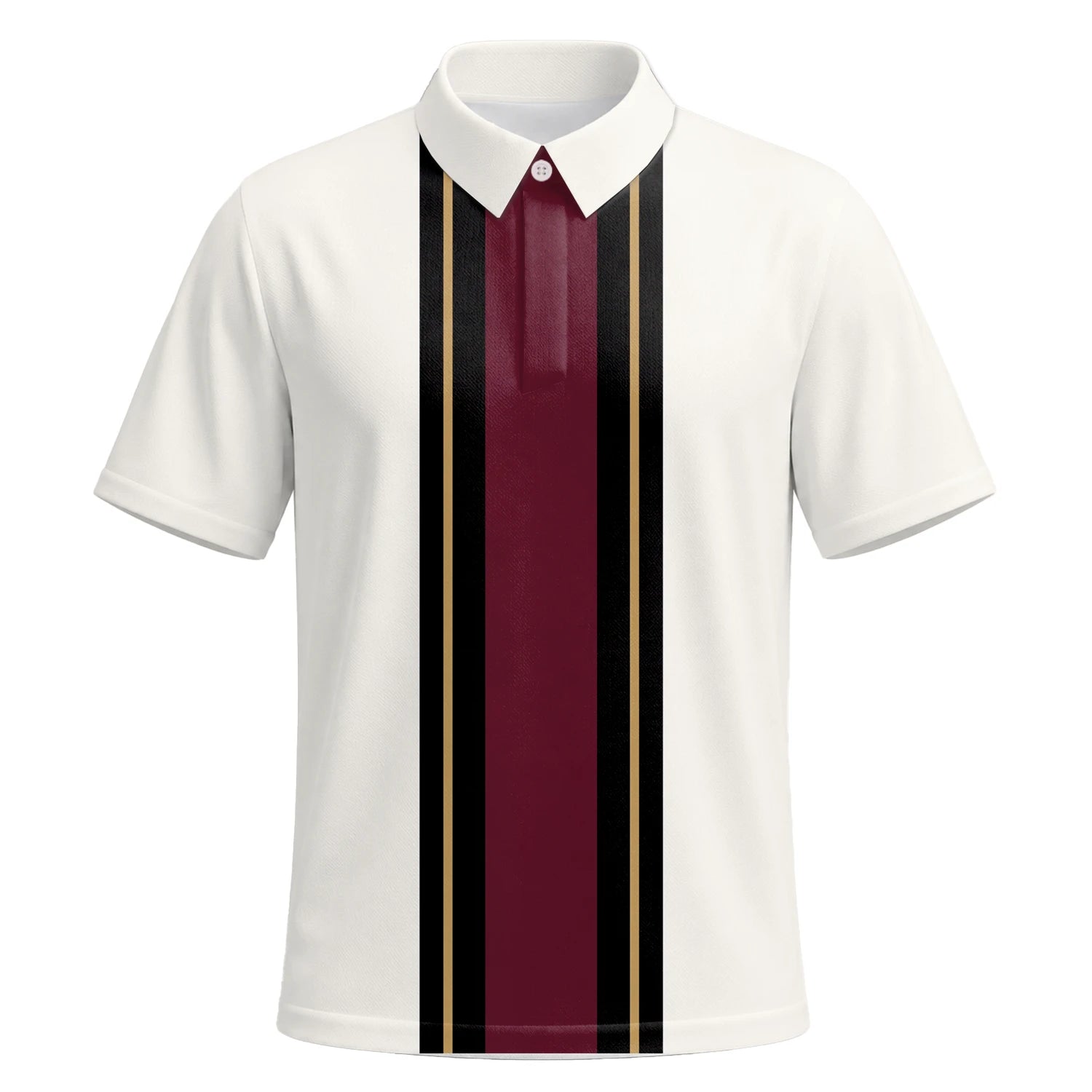 Personalised White Burgundy Black Racing Stripe Golf Polo Shirt For Men G7028 | Premium Short Sleeve | 6.webp