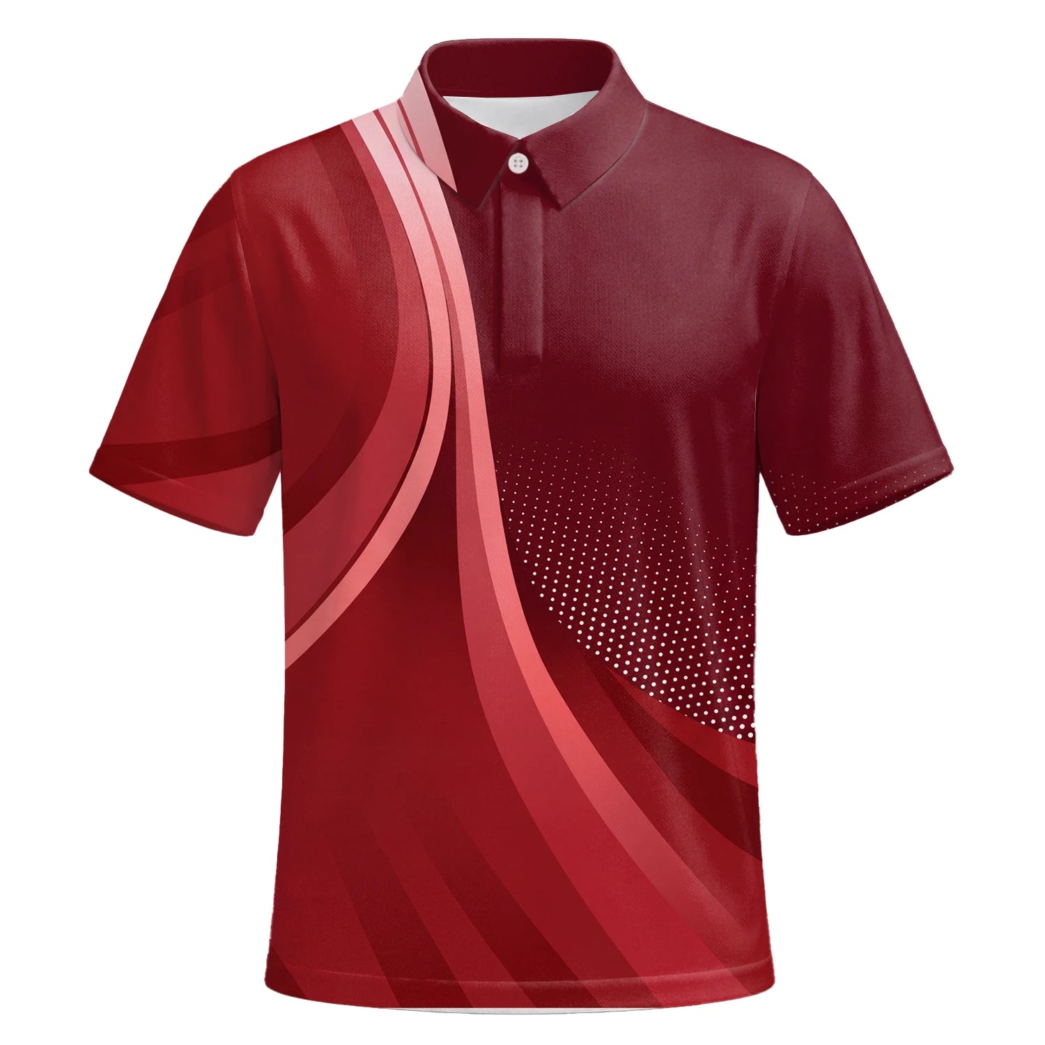 Personalised Burgundy Red Abstract Wave Golf Polo Shirt For Men B4612 | Premium Short Sleeve | 6.webp