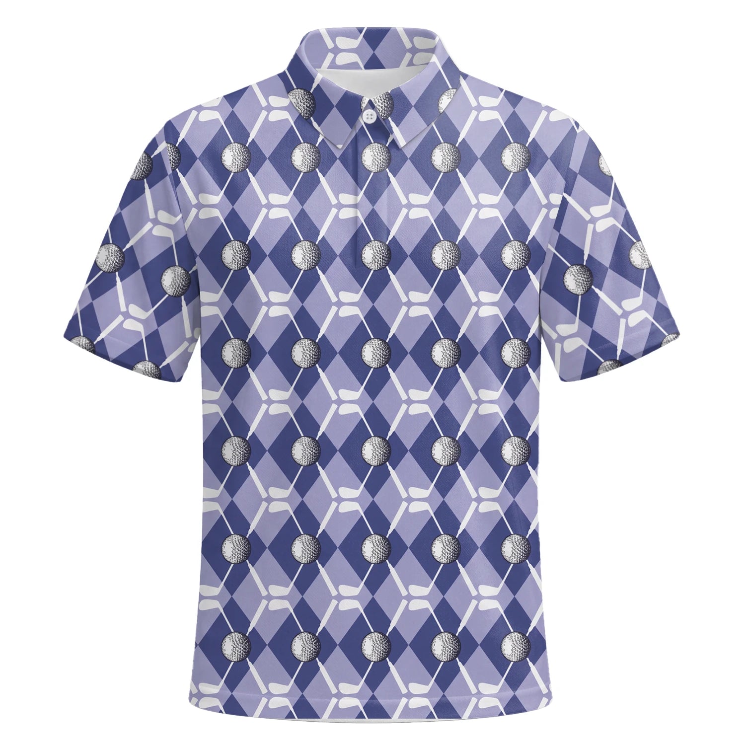 Personalised Blue Argyle Golf Ball Club Golf Polo Shirt For Men F3847 | Premium Short Sleeve | 6.webp