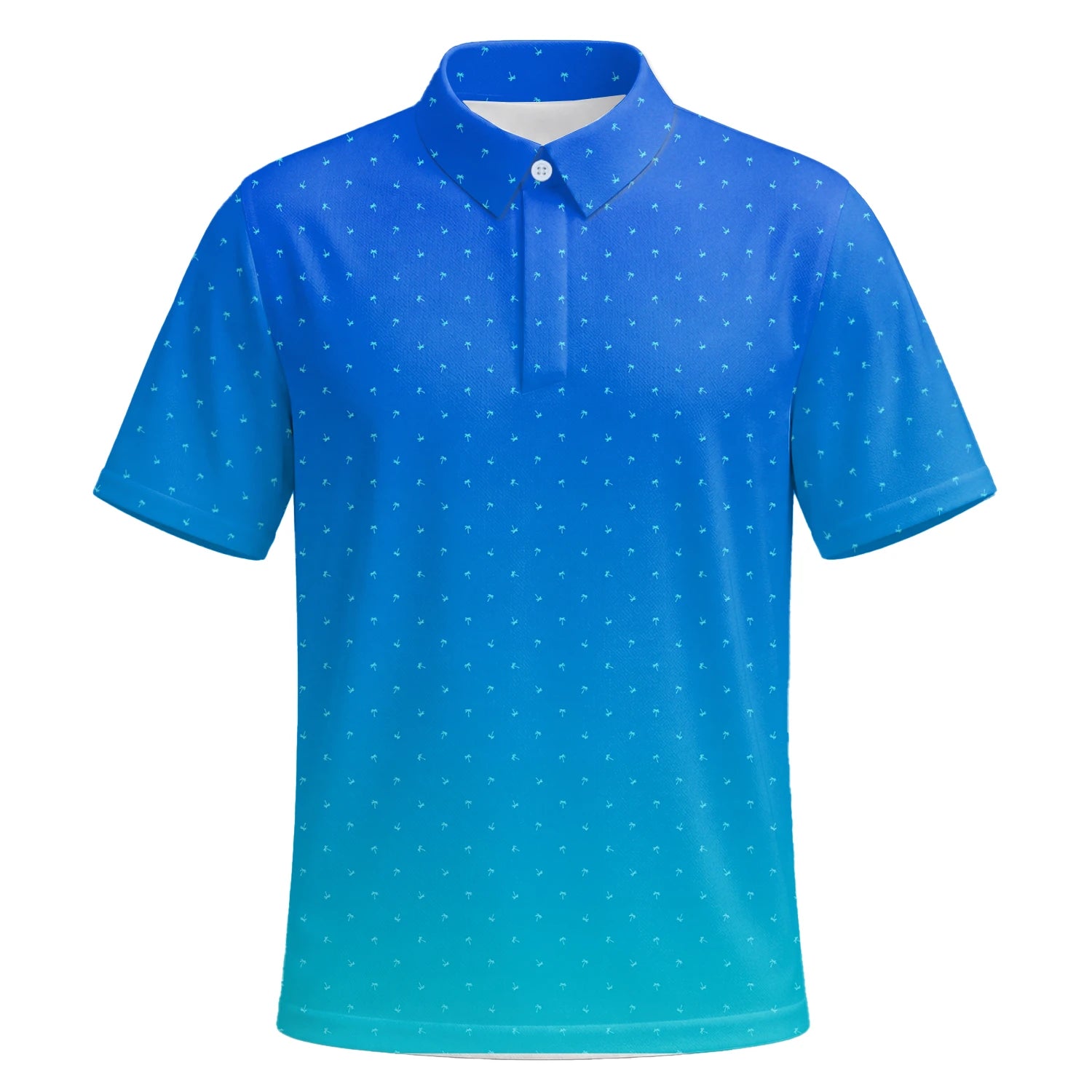 Personalised Blue Turquoise Dotted Gradient Golf Polo Shirt For Men C6032 | Premium Short Sleeve | 6.webp