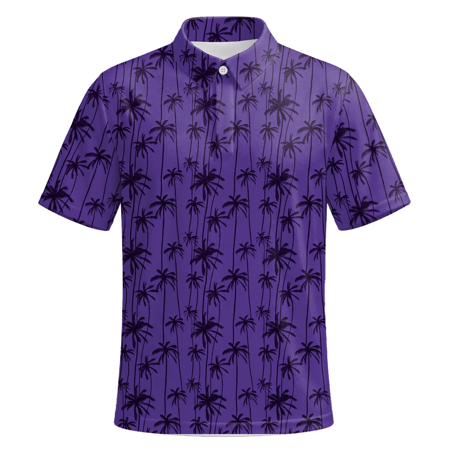 Personalised Purple Palm Tree Silhouette Golf Polo Shirt For Men P3247 | Premium Short Sleeve | 6.webp