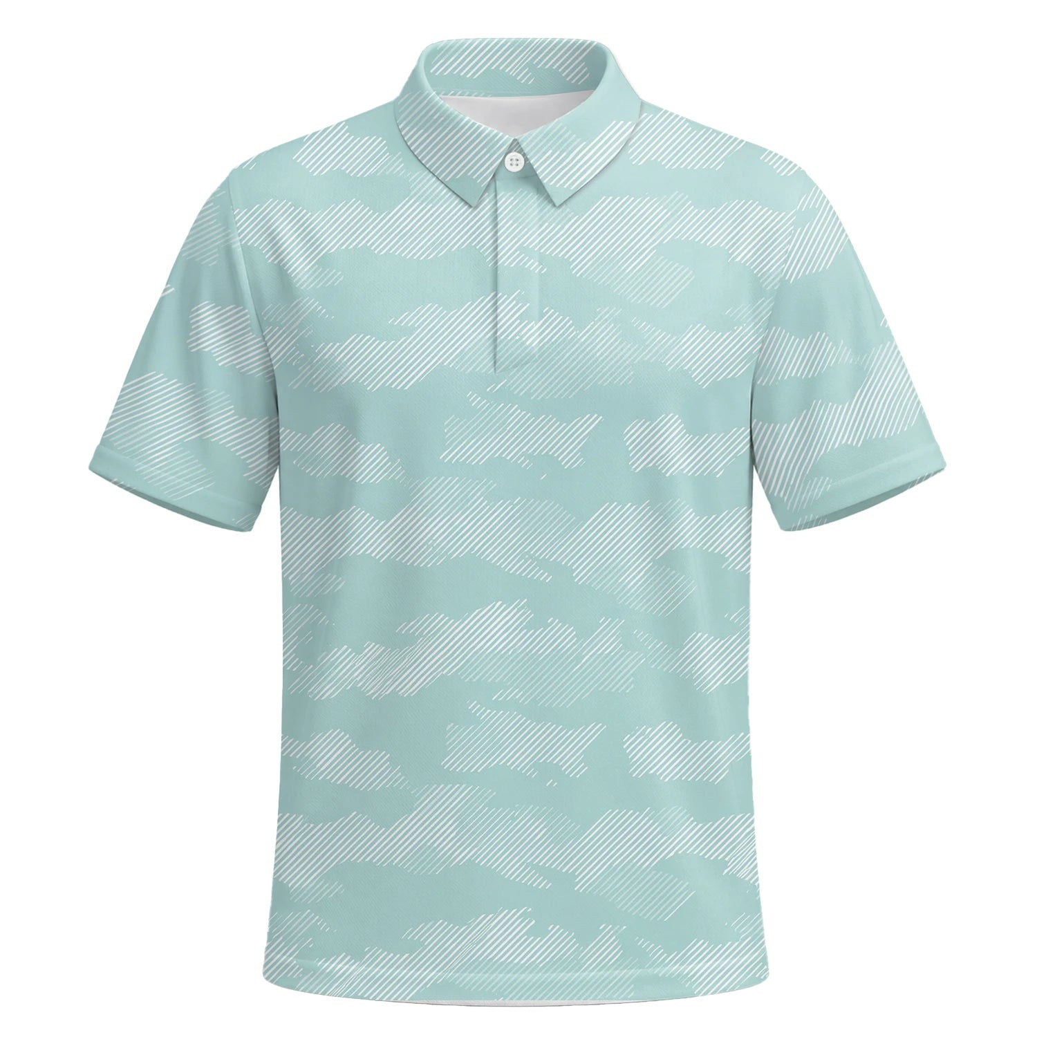 Personalised Mint White Chevron Stripe Golf Polo Shirt For Men K7105 | Premium Short Sleeve | 6.webp