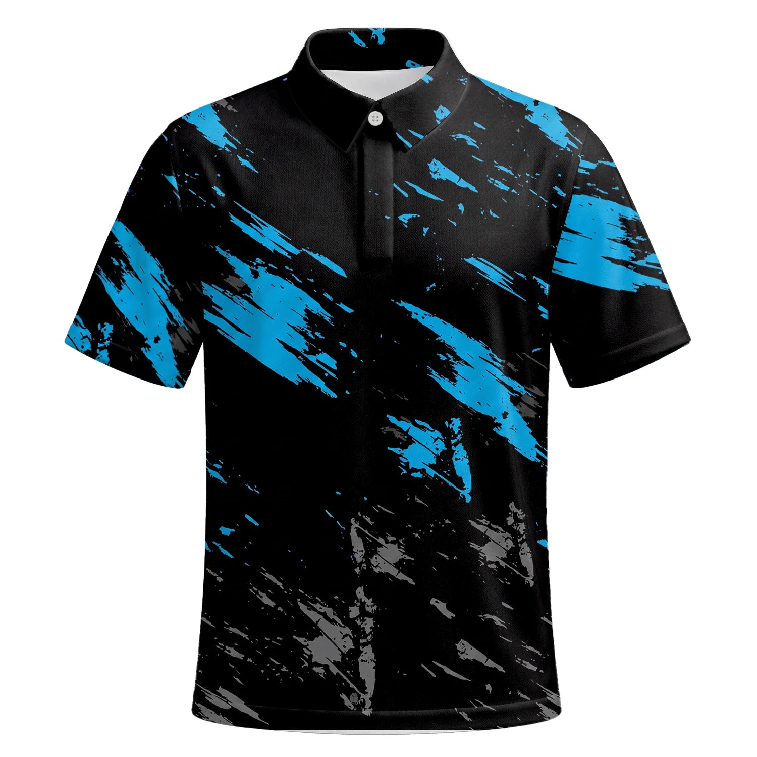 Personalised Black Blue Brush Stroke Golf Polo Shirt For Men H3779 | Premium Short Sleeve | 6.webp