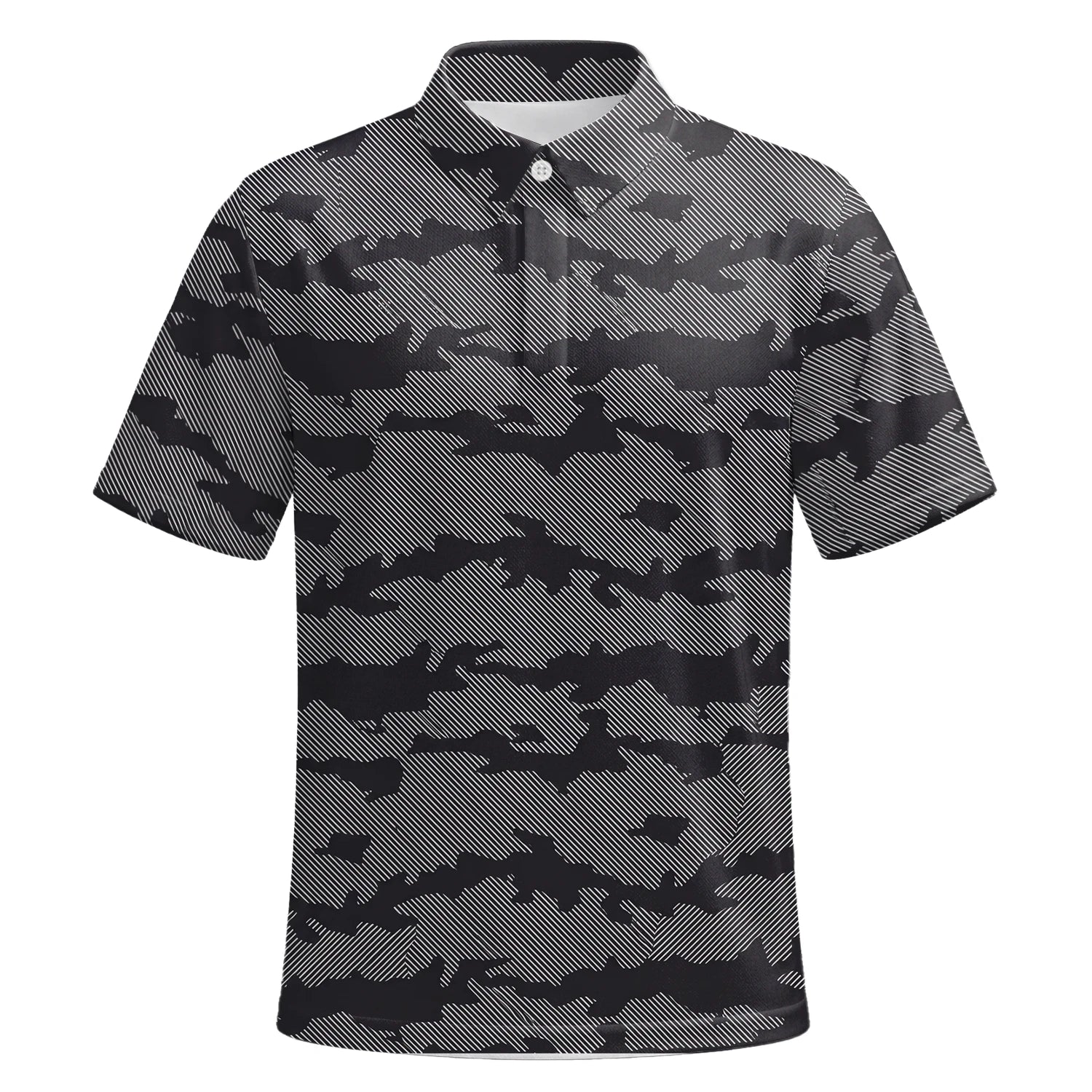 Personalised Grey Black Camo Golf Polo Shirt For Men R8701 | Premium Short Sleeve | 6.webp