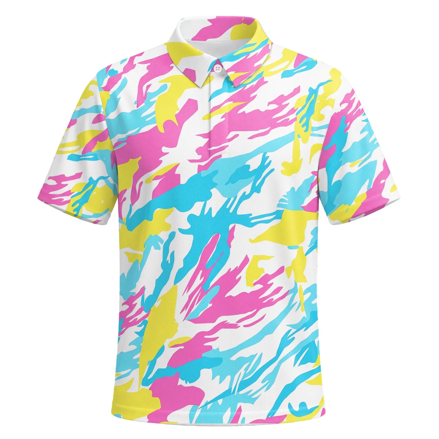 Personalised Pastel Rainbow Camo Golf Polo Shirt For Men F0280 | Premium Short Sleeve | 6.webp