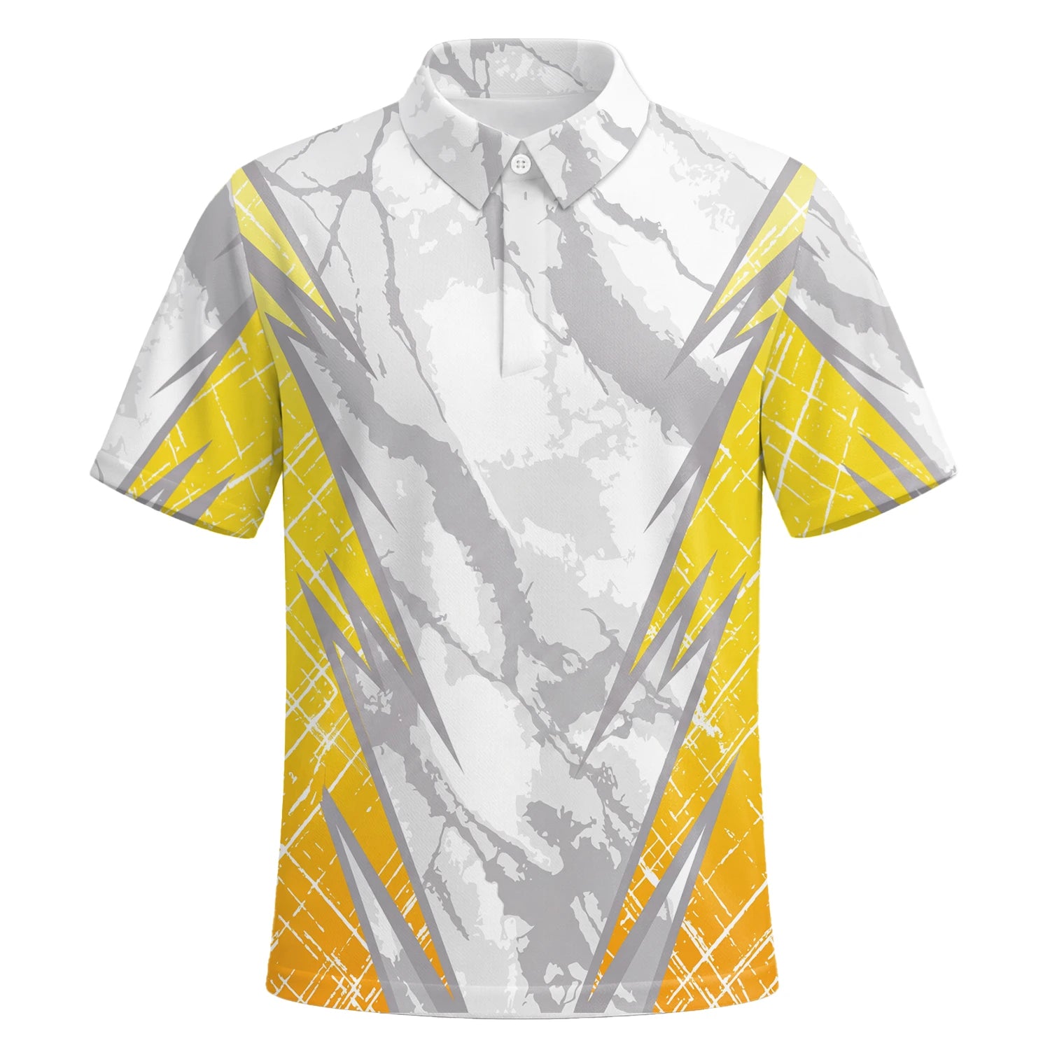 Personalised White Grey Yellow Marble Stripe Golf Polo Shirt For Men T6326 | Premium Short Sleeve | 6.webp