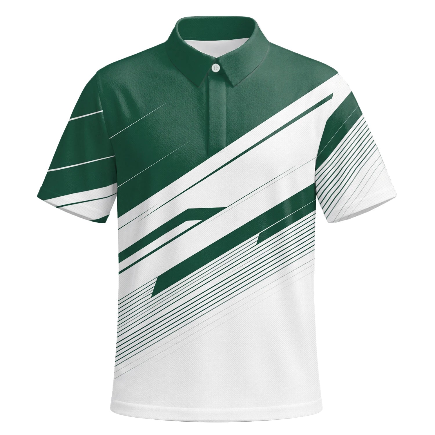 Personalised Green White Abstract Stripe Golf Polo Shirt For Men E5041 | Premium Short Sleeve | 6.webp