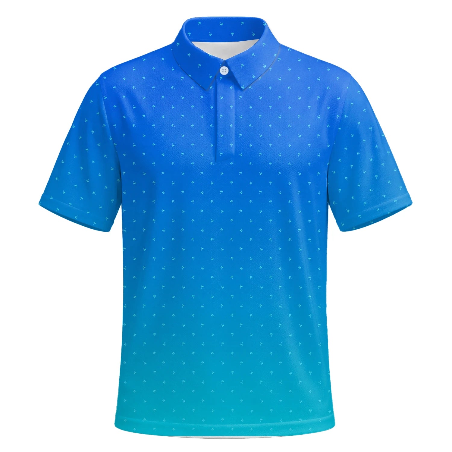Personalised Blue Turquoise Dotted Gradient Golf Polo Shirt For Men O2326 | Premium Short Sleeve | 6.webp