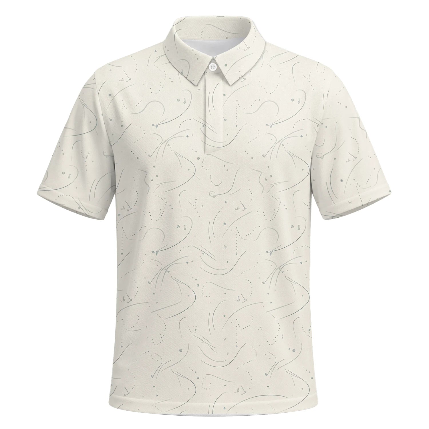Personalised Cream Golf Tee Line Art Golf Polo Shirt For Men O7898 | Premium Short Sleeve | 6.webp